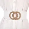 Cinture alla moda elastico casual in pelle elastico cintura di lusso largo fibbia oro corsetto fascia stretch cummerbunds
