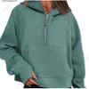 lululemenI Herbst Winter Yoga Anzug Scuba Hoodie Halber Reißverschluss Damen Sportpullover Lose Gym Jacke Fiess Kurzer Plüschmantel Sweatshir 2024ggg