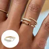 Cluster Rings CANNER 925 Sterling Silver Ring For Women Girls Minimalist Bling Cubic Zirconia Punk Hip Hop Adjustable Bague Femme