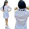 2024 весенние платья-рубашки женские повседневные короткие мини-платья с лацканами и длинными рукавами Бесплатная доставка