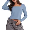 T-shirt da donna Donna S Y2k Abbigliamento Manica lunga Slim Fit Casual Solid Uscire Basic Ragazze adolescenti Crop Top Camicette Streetwear