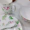 Zestawy designerskich naczyń obiadowych Słodka seria Plum Bone China 4-częściowe miski obiadowe Talerze Kubki i łyżki Zestaw