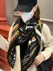 Designer impressão lenço de seda bandana para mulheres cabeça envoltório cachecol de seda caxemira moda versátil envoltório feminino foulard grande hijab xale lenço rédeas horsebit h h