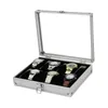 Uhrenboxen, luxuriöse Aufbewahrungsbox mit Kissen, 24/12/10 Slot, klare Glasplatte, Herrenschmuck, Aluminiumlegierungsgehäuse