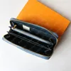 Denim Woman Designer Cowboy Wallet Zipper Credit Card Holder Brand Full Letters Mens Luxury Purse Cardholders mode plånböcker handväska