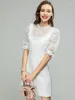 Party Dresses MoaaYina Fashion Runway Dress Summer Women White Flounces Collar Net Yarn Sequins Appliques Beading Lantern Sleeve