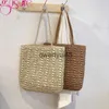 Shoulder Bags Gusure Women Summer Beac andbag Raan Woven andmade Knied Straw Large Capacity Totes Female Travel Soulder Bag BoemiaH24219