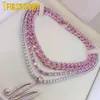 Glacé Bling 5A Zircon 5mm Tennis chaîne collier femmes hommes Hip Hop mode bijoux or argent couleur rose CZ tour de cou à breloque 220212327i