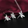 Vente 925 argent zircon libellule collier boucles d'oreilles ensemble de bijoux 10set6701808