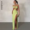 Casual jurken BoozRey sexy uitgesneden rugloze maxi-jurk voor dames outfits holle zomer elegante mouwloze bodycon-party met één schouder