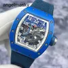 RM-Armbanduhr, Pilotenuhr, RMwatches-Armbanduhr, Rm030, französische limitierte Auflage, 100 Stück, blaues Keramikmaterial, transparent, automatisch, mechanisch