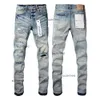 Erkek Mor Kot Tasarımcı Jean Erkekler Pantolon Yüksek Kaliteli Düz Tasarım Retro Rip Denim Biker Gri Boya Tıkanıklığı Slim Fit Streç