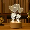 Luci notturne Luce 3D Lampada a LED Tavolo creativo Comodino Cuore romantico Orso San Valentino Decorazioni natalizie per la casa