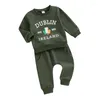 Clothing Sets Toddler Baby Boy St Patrick S Day Outfit Lucky Clover Embroidery Sweatshirt Top Long Pants 2Pcs Clothes Set