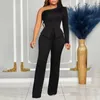 Ethnic Clothing Elegant Two Piece Set For Women Blazer Suits One Shoulder Pearls Long Sleeve Blouse Wide Leg Pants Office Lady Outerwear