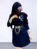 2024 Embroidery Shirt Dresses Women Casual Lapel Neck Long Sleeve Short Tunic Dress Free Ship