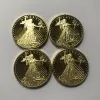 4 Icke-magnetiska fria örnmärken guldpläterade, 32 6mm amerikanska statyer
