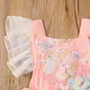 Rompers Citgeesummer Born Baby Girls Bodysuit Söt ruffle Sleeve Floral broderade rygglösa jumpsuitkläder