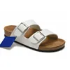 Gratis fraktdesigner tofflor Arizona Sandal Boston Clogs Slides Men Womens Clog Suede Leather Slide Buckle Strap Slipper Flip Flops Shoes Sandaler billigare