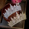 Hårklipp 3A Silver- och guldfärger stora kronor för kvinnor full zirkonia brud tiaras bröllopsfest huvudstycken smycken tillbehör