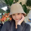 Berets Winter Bucket Hat For Women Thickened Warm Ear Protector Cap Breathable Linen Vertical Bar Knitted Fisherman Outdoor Panama