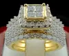 Off 80 new 18K full Princess square Diamond luxury 2piece engagement ring8854374