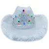 Berets Cowboy Hat Led Light Brim Fedora Felt Accessory Wedding Party