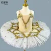 Stage Wear Ballet Skirt Girl Performance Clothing Children Kids White Swan Dance Pancake Tutu Lace Top Professional Ballerina Tutus Girls