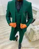 Men's Suits Blazers Fashion Green/Blue Men Suits for Wedding Business Casual Suit Groom Tuxedos Peak Lapel One Button 3PCS Slim Fit Costume Homme