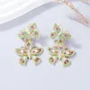 Boucles d'oreilles pendantes en cristal coloré avec strass papillon pour femmes, bijoux de haute qualité pour fête de Banquet, cadeaux, vente en gros, 2024