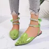 Sandaler Kvinnors gladiator 2024 Summer Pointed Toe Sexig Slingback Luxury Crystal Party Dress Women Shoes