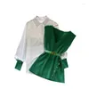 Camicette da donna Coreano Chic Y2k Risvolto Splicing Camicia bianca Con scollo a V Bottone lavorato a maglia Gilet in due pezzi Abbigliamento Donna Autunno Inverno 2024 N253