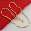 24K Pure Gold 3mm rope chain Necklace Whole Gold color Necklace Fashion Jewelry Popular Chains For Men Punk Party2492