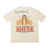 23new hommes t-shirt Rhude Designer pur coton t-shirts rue mode décontracté Couple correspondant manches courtes S-xl DTF9