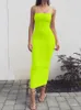 Sexy en elegante body-wrapping Maxi Bodycon-jurk met hoge taille dames spaghetti schouderband effen kleur mouwloze jurk club party vest 240219