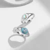 Cluster Rings 925 Sterling Silver Zircon Geometric Ring for Woman Girl Fashion Simple Drop Glaze Design Jewelry Party Gift