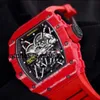 RM handledsklocka Swiss Watch Richardmillie armbandsur RM35-02 herreserie NTPT kolfiber Automatisk mekanisk herrklocka RM3502 Red Devil with Security Card