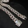 Iced Out D Color Moissanite Cuban Link Chain Hip Hop 925 Solid Silver VVS Diamond Halsband