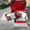 vierkant rood voor om ega horlogedozen esbooklet kaarttags en papieren in engels horloges doos originele binnenste buiten mannen polshorloge241g