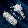 2024 Pierściołki ślubne ręcznie robione luksusowe biżuterię 925 srebrne srebrne rundy wycinanie najlepiej sprzedaj się 5a cyrkon cz diamentowy szlachetki impreza Kobiety Engagment Pierścień ślubnych