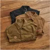 Mäns jackor May Khaki Vintage Cargo Coat Garment Wash Stamped Multi-Pocket Combed Cotton för att göra gammal vävd jacktrend