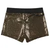 Shorts pour femmes femmes brillant sequin butin jazz danse soirée clubwear large ceinture élastique taille basse pantalon rave maigre