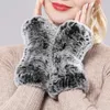 Femmes 100% véritable tricoté Rex fourrure de lapin mitaines hiver chaud dame vraie fourrure sans doigts gants à la main tricot fourrure Mitten240125