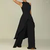 Etnische kleding mode mouwloze onregelmatige tops wijde pijpen broek pak vrouwen dashiki elegante effen sexy backless Afrikaanse outfit 2-delige broek