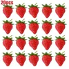 Flores decorativas 20 peças 3.2cm/6.5cm morango artificial diy frutas jardim de infância frutas falsas de plástico para decoração de casamento em casa de natal