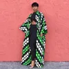 Women's Trench Coats EWSFV 2024 Spring Women Fashion Trend Contrast Color Personalized Printing Green Long Coat