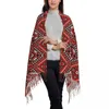 Bérets Ukraine Ukrainien Broderie Rouge Et Noir Gland Écharpe Femmes Doux Bohème Géométrique Châles Wraps Femme Foulards D'hiver