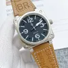 2022 mens watch automatic mechanical bell brown leather black rubber ross 6 hands mn002238q