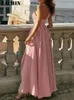 Casual Dresses EACHIN Summer Pink For Women 2024 Sexy Vintage Y2k Long Party Dress Formal Occasion Bridesmaid Gown Vestidos