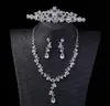 Fantastiska brudsmycken Set Sparkling Three Piece Crown Earring Halsband smycken Bröllopsfest Tillbehör för damer8125493